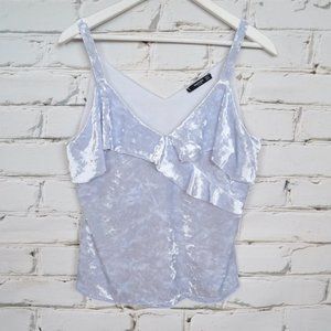 Mango Crushed Velvet Silver Tank Top